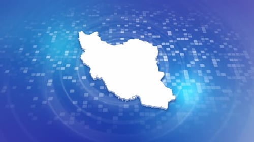 Digital Map of Iran Drawing and Revealing on Corporate Background