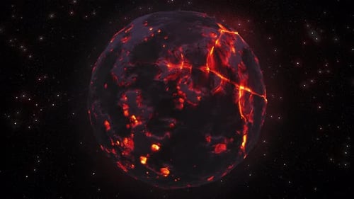 Sterbender Planet Erde mit heißem Magma in dunkler Sicht, 4K