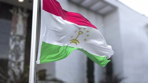 Tajikistan Flag Waving Realistic Seamless Animation