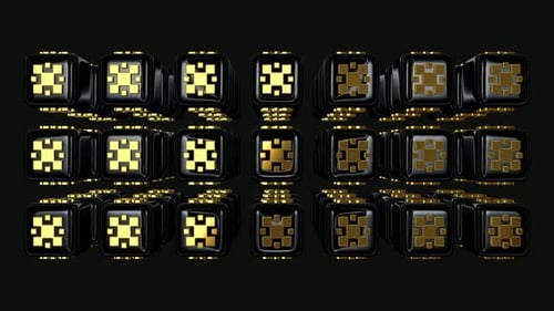 Geometric Black and Gold Cubes Animated Background
