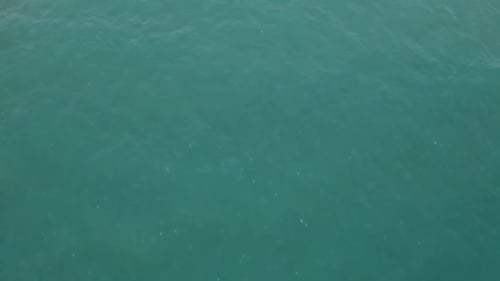 Una foto con vista de pájaro de una playa cerca de un paseo marítimo
