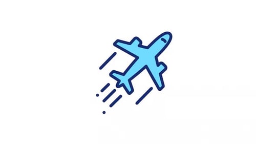 Animated Flat Design Airplane Icon for Travel and Logistics