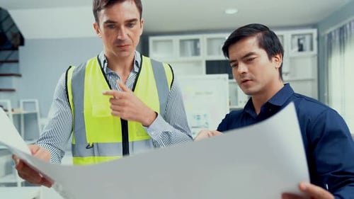 Competent Investor Investor Discuss and Brainstorm with Engineers on Blueprint