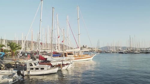 Scenic view of yachts moored in Milta Bodrum Marina, Turkey