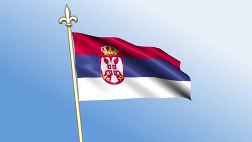 Realistic Serbian Flag Waving Animation on Pole