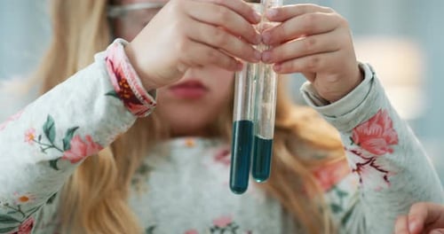 Children Doing Science Experiment With Colorful Liquid