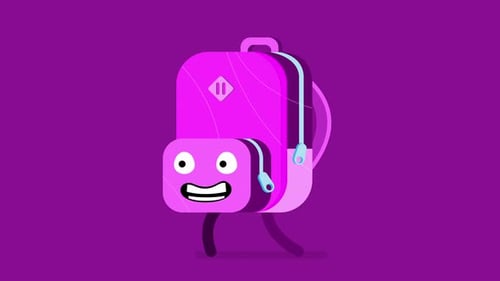 Eager Backpack Character Trotting and Getting Ready for Back to School