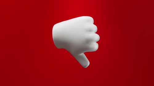 Looping THUMB DOWN Hand Floating Over Red Background