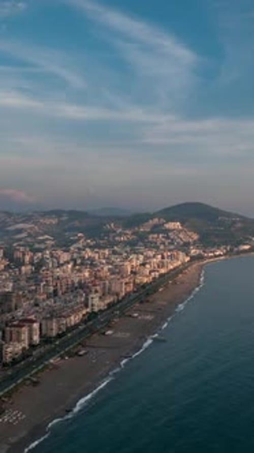 Vertical Video City Panorama Aerial View Mediterranean Coastline