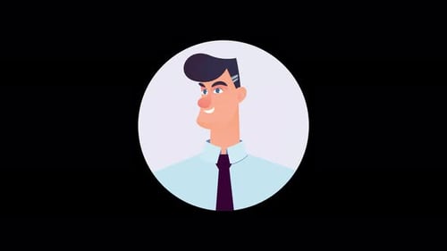Cartoon character with a neat hairstyle and a tie
