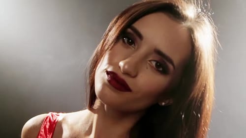 Glamorous Woman Posing with Red Lipstick