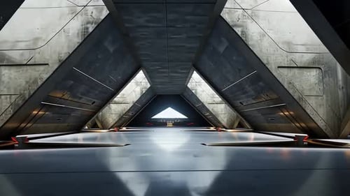 Futuristic concrete corridor