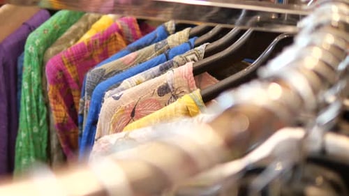 Close Up of Many Women Cloths Display for Sale