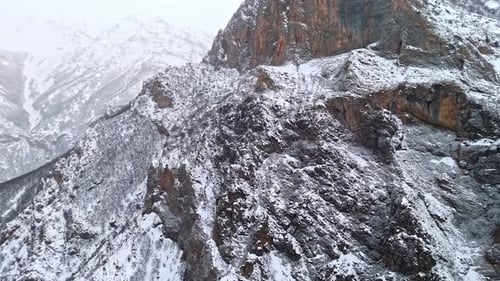 Closeup of Snowy Mountain Face