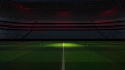 Football Stadium At Night. An Imaginary Stadium Is Modelled And Rendered, 3d Rendering