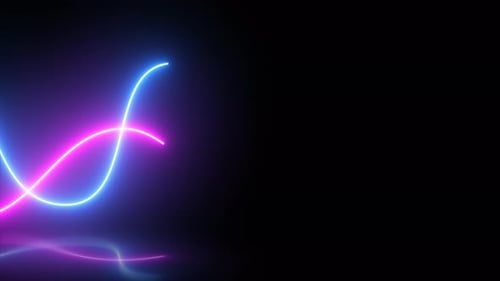 Dynamic Neon Glowing Wavy Lines Abstract Background Loop