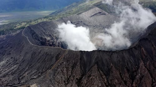 Stunning aerial view of the Bromo Caldera. Volcano East Java Indonesia