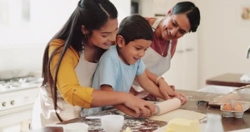 Family Baking Together in the Kitchen at Home