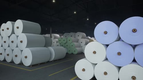 Industrial Textile Factory, Yarn Manufacturing, Large Rolls Of Yarn