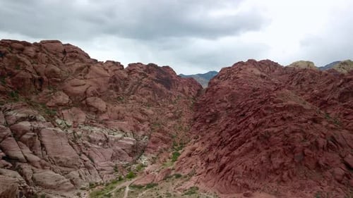 Aerial of the red rock formations within Red Rock Canyon in Nevada