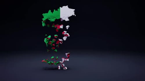 3D Italy Map Reveal with Flag Colors Animation