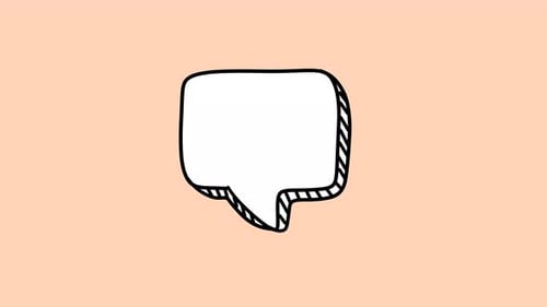 2d animated white speech bubble on pastel background