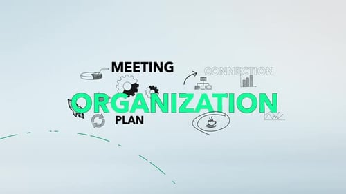 Animated Organization Word with Business Sketch Elements