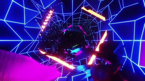 Neon jungle tunnel. Looped animation