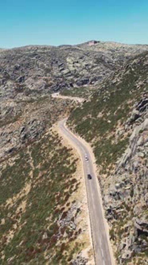 Aerial View of Serra da Estrela Car Travel Road, Portugal