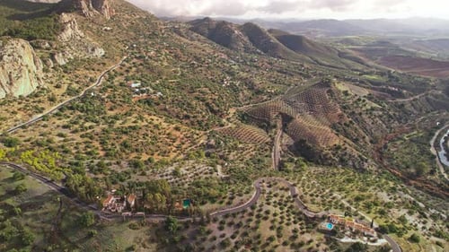 Scenic Aerial View of Winding Mountain Road