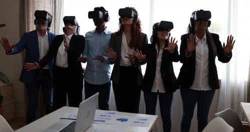 Multiracial Team Vr Fun in Office
