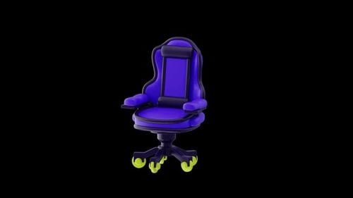 3D Animated Gaming Chair Rotation on Black Background