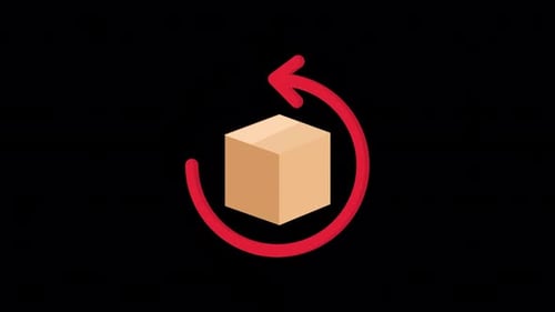 Animated Product Return Icon with Circular Arrow and Box
