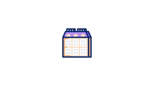 Animated Flat Design Building Icon Loop