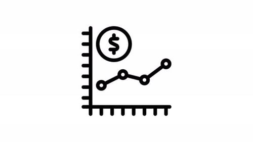 Flat Design Business Growth Line Graph Animation
