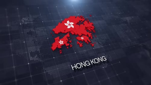 Futuristic Hong Kong Map Digital Reveal Animation