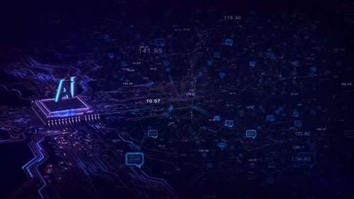 IA | Infographie sur l'intelligence artificielle | Schéma du réseau neuronal | Cybernétique | Robotique futuriste