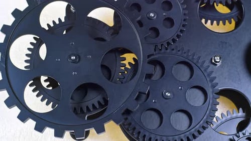 Rotating Black Gears Mechanical Machine