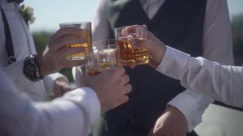 People Make a Toast at a Wedding Celebration