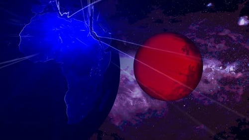 Beautiful red colors earth mars planet with light motion background.1
