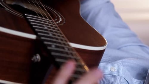 Vertical Guitar Lesson Man Hands Practicing Chords