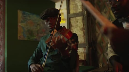 Violinist Playing Music in a Vintage Venue