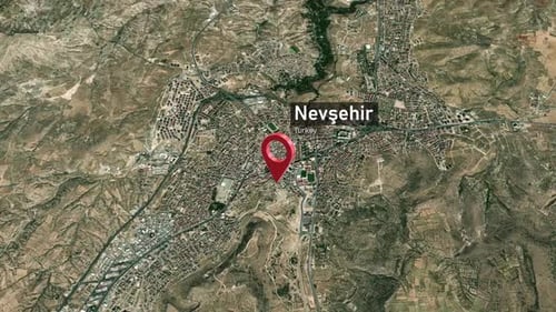 Zoom sur la carte de la ville de Nevşehir (Turquie) de l'espace à la Terre