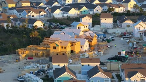 Aerial View of New Suburban Home Construction