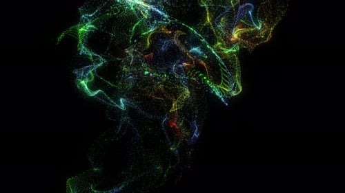 Digital Big Data Flow Background, Randomly Particle Wave motion background, Digital High Tech Partic