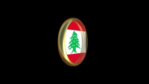 Lebanon Flag Spinning 3D Emblem Animation