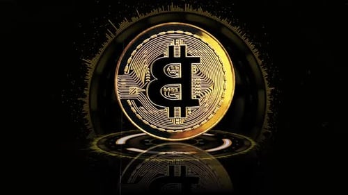 Animated Gold Bitcoin Coin Technology Crypto Reveal