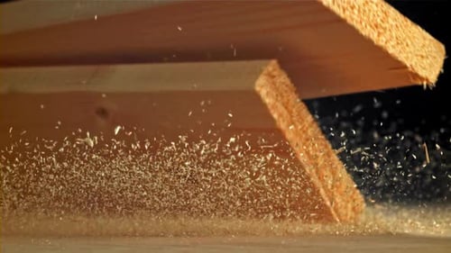The Planks Fall on the Carpenter's Table Filmed on a Highspeed Camera at 1000 Fps