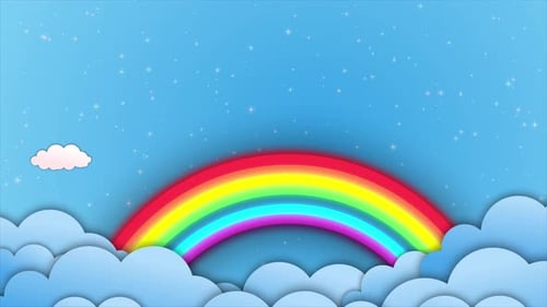 Glowing Rainbow and Whimsical Clouds Sky Animation