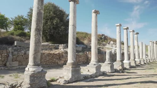 Scenic colonnade in Perge (Perga) at Antalya Province, Turkey